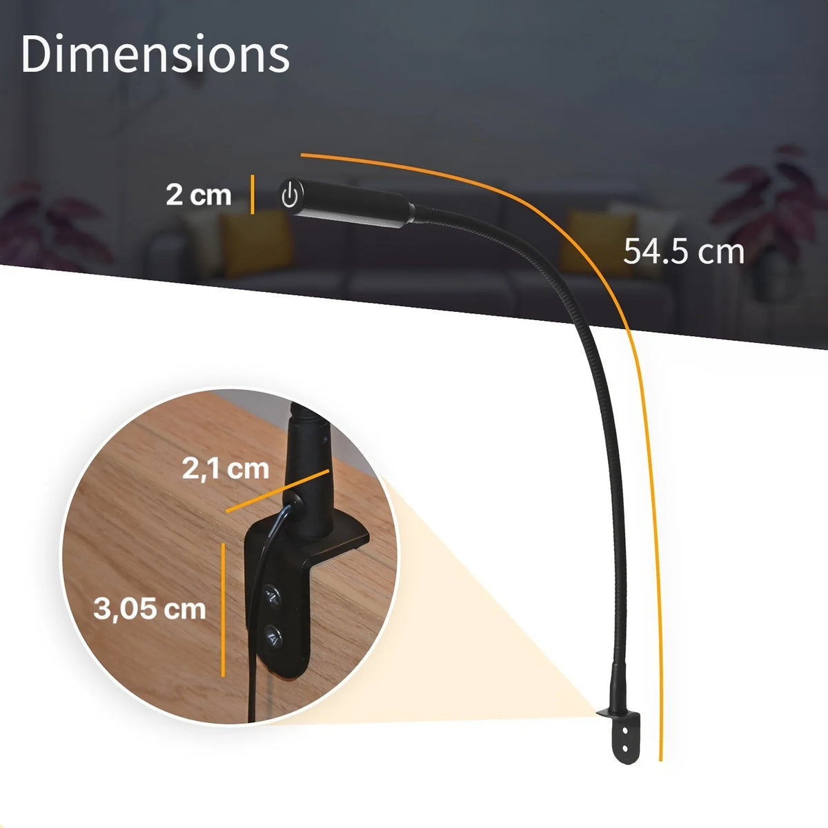 Dimmable LED Reading Lamps with Flexible Gooseneck – Set of 2