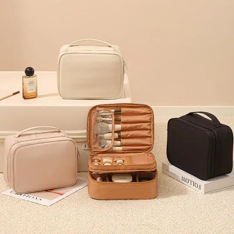Thick Oxford Fabric Cosmetic Bag Single Dual Layer Unisex Stylish Portable Travel Wash Bag Makeup Storage Pouch