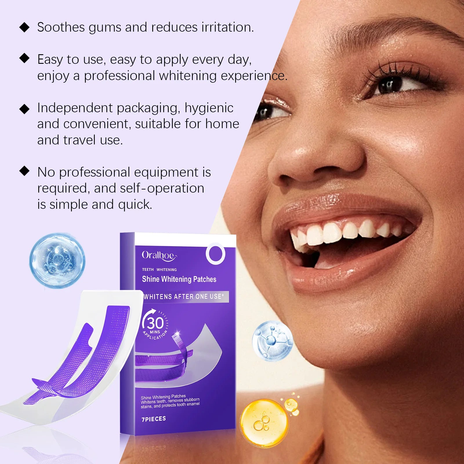 Purple Teeth Whitening Strips Lighten Yellow Tooth Brightener Remove Smoking Coffee Tea Stains Reduce Plaque Bleach Teeth Patch