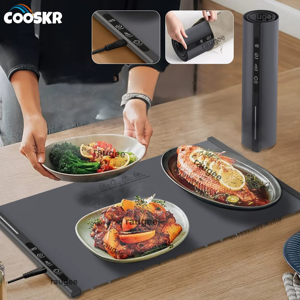 Electric Food Warming Mat with 8 Heat Settings & Timer – EU Plug