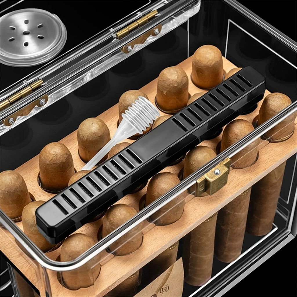 Acrylic Cigar Humidor with Hygrometer – Approx. 18 Cigars