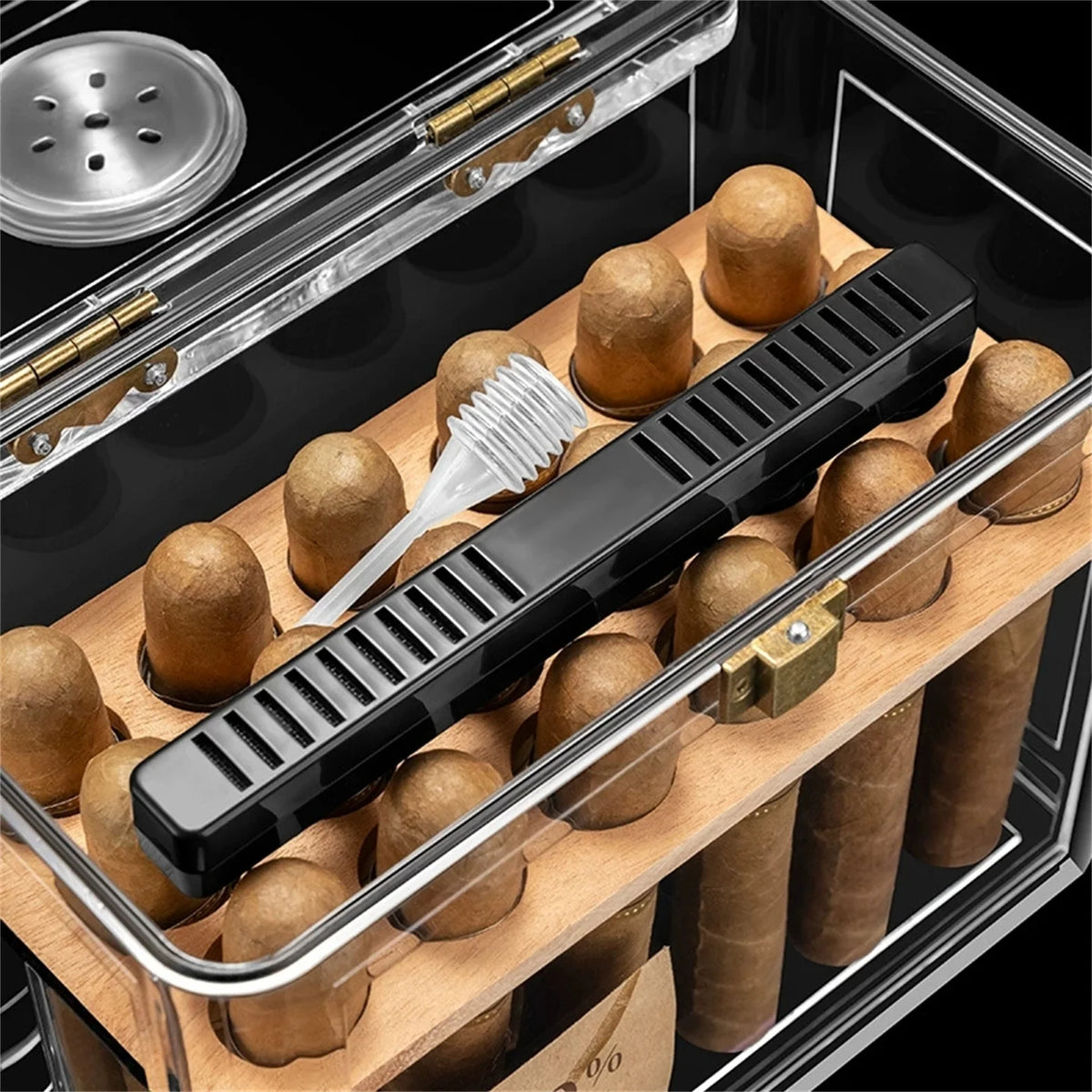 Acrylic Cigar Humidor with Hygrometer – Approx. 18 Cigars