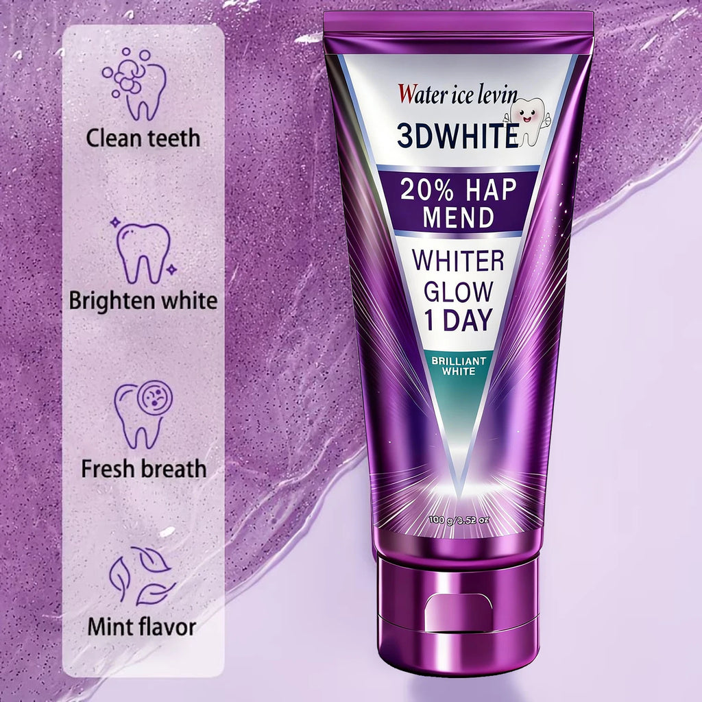 20% HAP 3D White Toothpaste - 1 Day Whiter Teeth, Deep Stain Remover, Cool Menthol for Fresh Breath & Strong Enamel