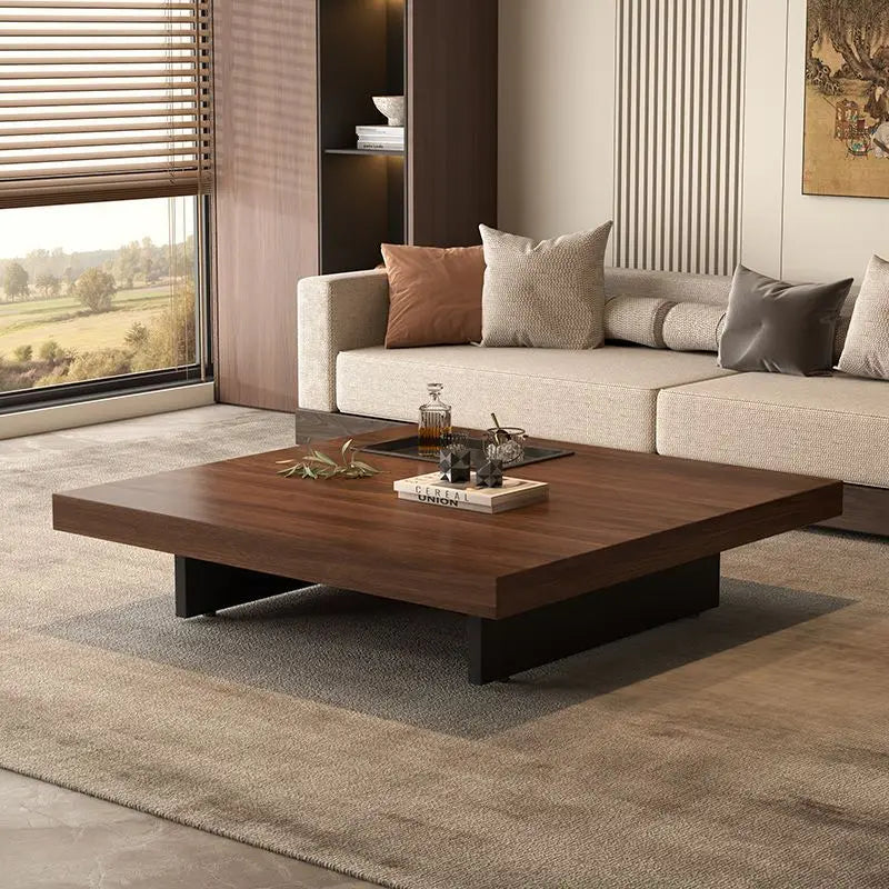 Square Solid Wood Coffee Table with Stainless Steel Feet