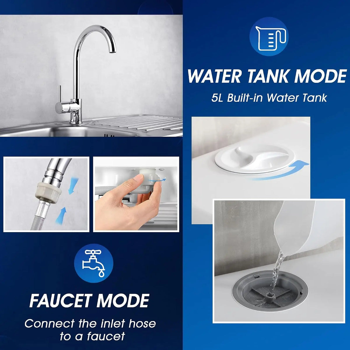 Portable Countertop Dishwasher with 5L Water Tank
