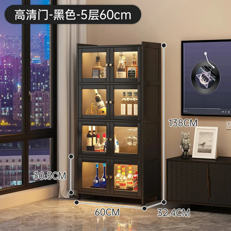 Wine cabinet against the wall Locker Living room Household Baijiu red wine large capacity acrylic transparent storage cabinet
