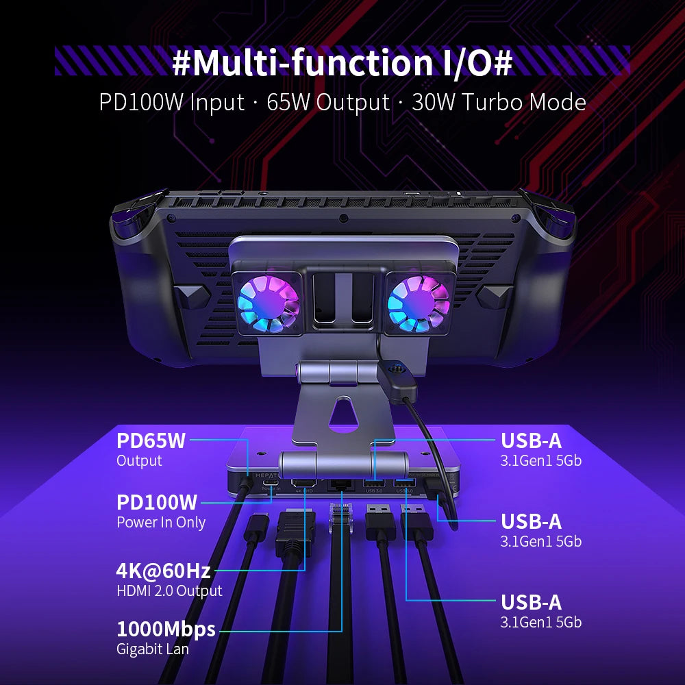 Docking Station For Switch2 6 In 1 Cooling Base 4K144Hz HDMI Dock with Dual Fans TV Mode Adapter Portable Stand&Heat Dissipation