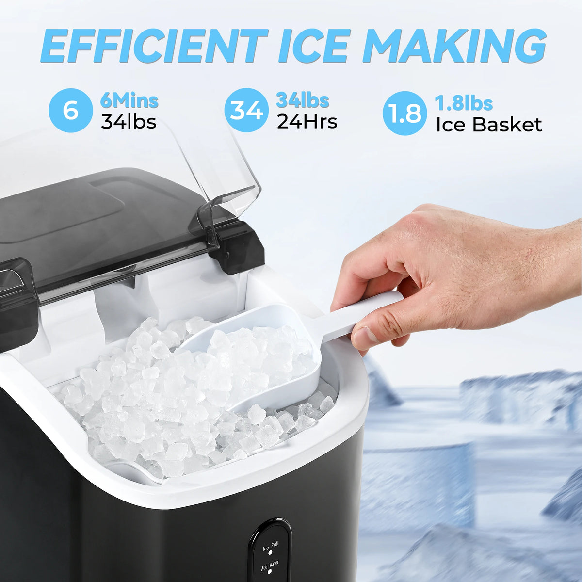 Nugget Ice Maker, Countertop Soft Chewable Pellet Ice Machine