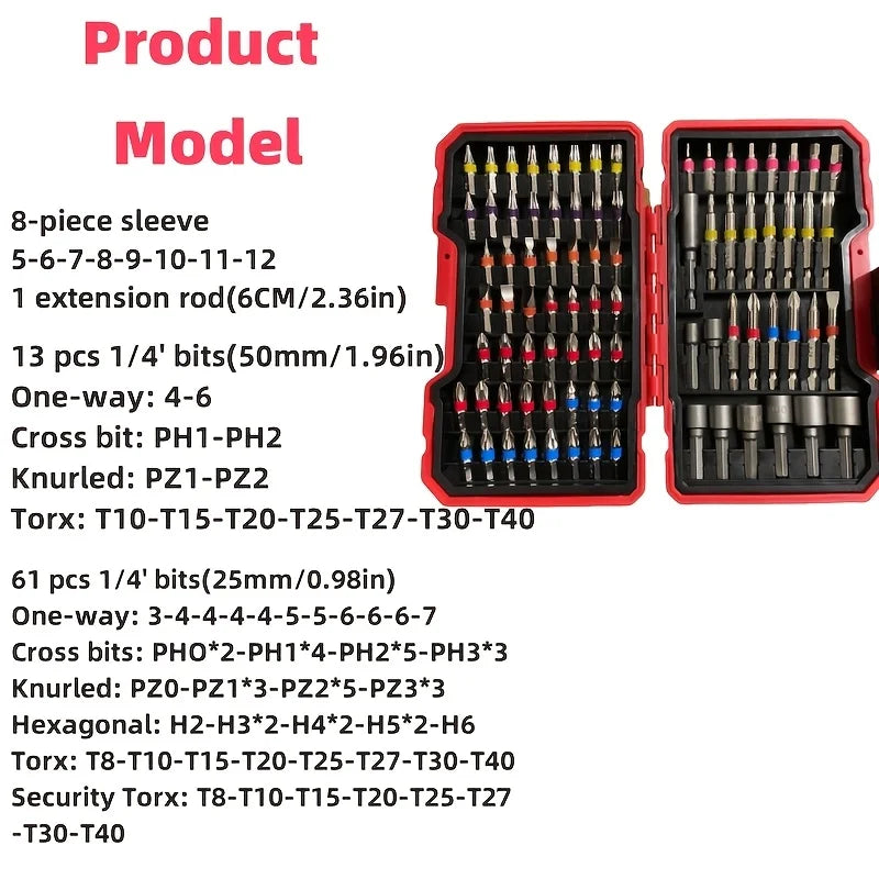 83-Piece Screwdriver Bit Set with Nut Drivers and Extension