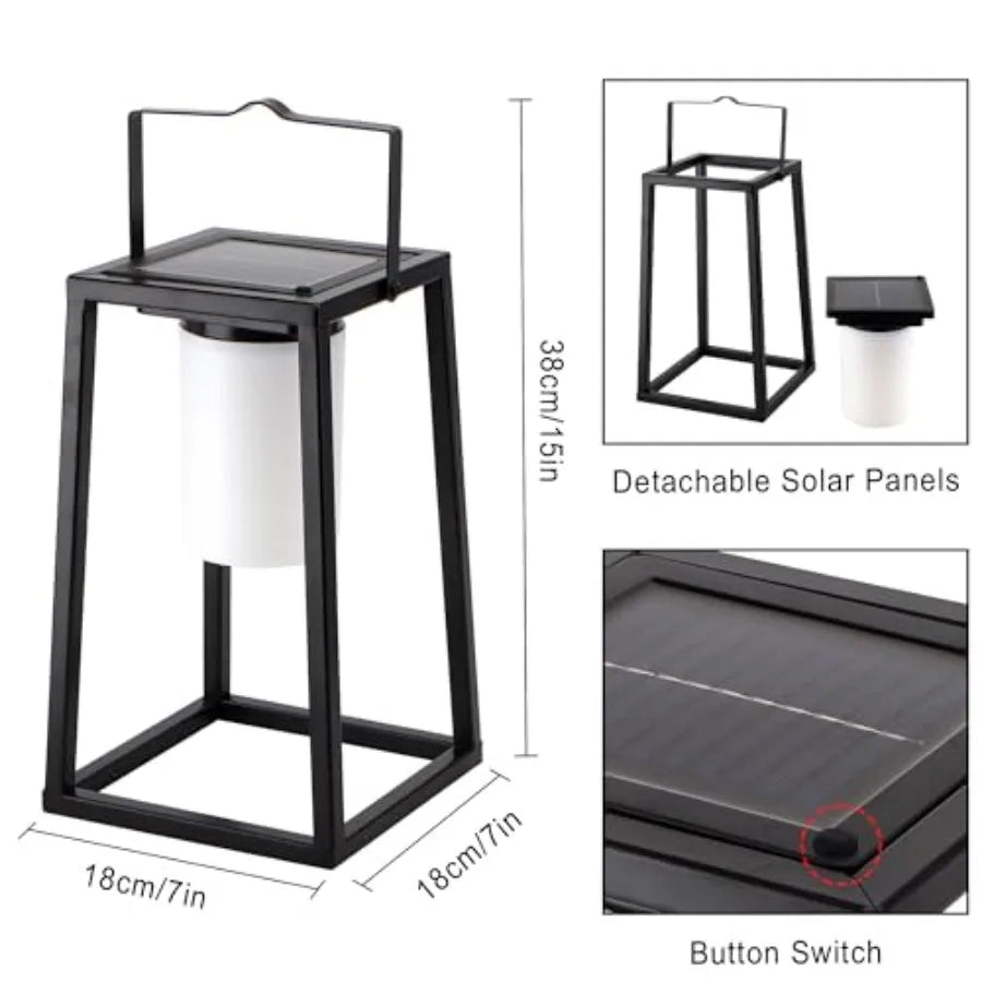 5-Inch Portable Solar LED Lantern, Metal Outdoor Lamp