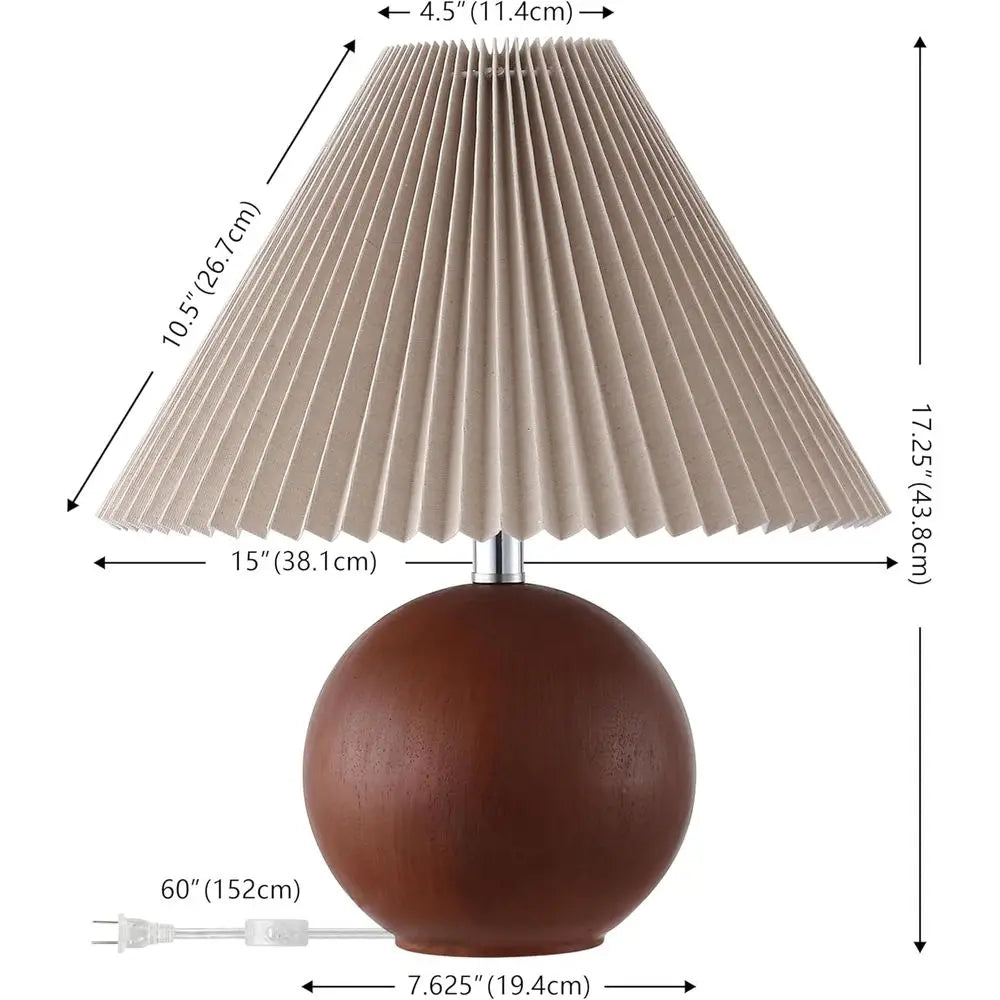 Rory Walnut Resin Table Lamp Set of 2, 17 Accent Lights with Fabric Shades, E26 Bulb Compatible