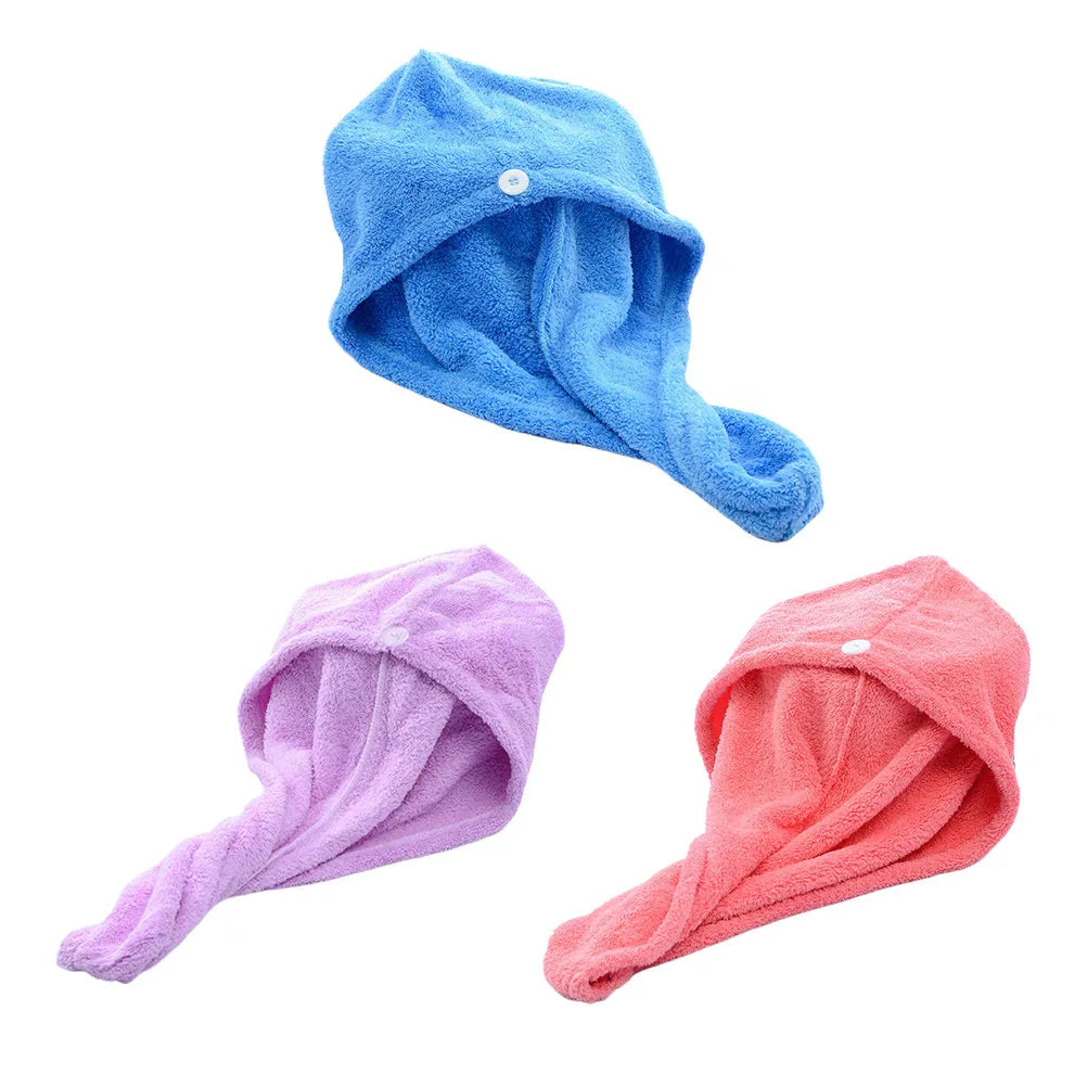 3Pcs Dry Hair Hats Coral Drying Microfiber Shower Towel Wraps Water Absorption Bathing Caps for Women Travel Use
