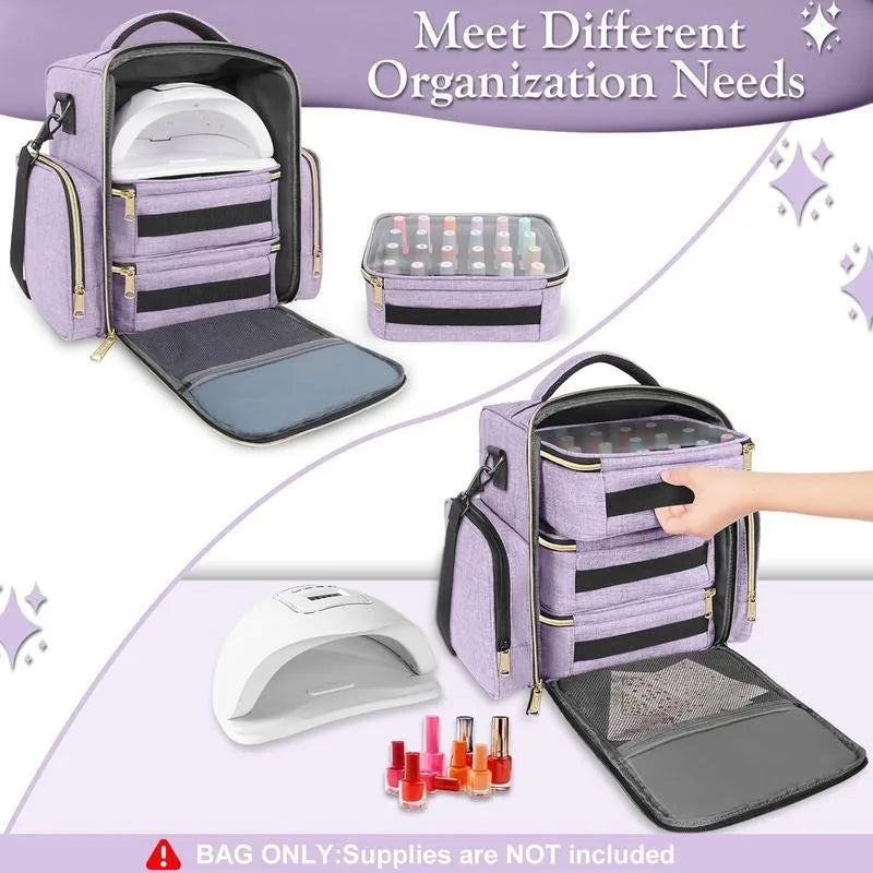 72-Slot Nail Polish Organiser Bag | Portable Manicure Storage Case with Shoulder Strap