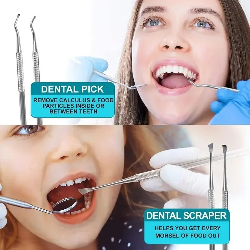 3/5/6PCS Stainless Steel Dentist Oral Tools Cleaning Flossing Tartar Removal Easy to Clean Not Easy to Break Dental Oral Mirror