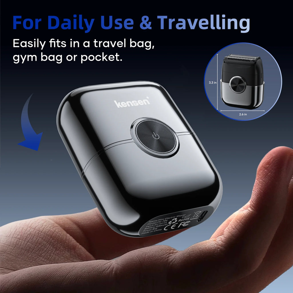 Men's Mini Foil Electric Shaver – USB-C Rechargeable, Silver