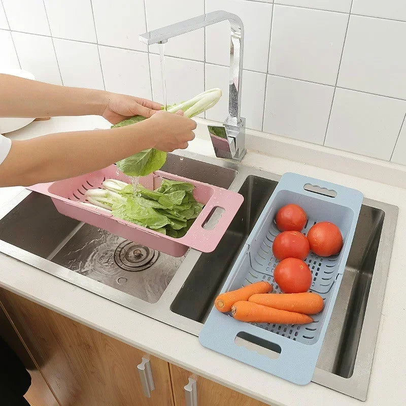 Adjustable Expandable Sink Colander & Drain Basket — Eco-Friendly Wheat Straw | Fits All Sinks