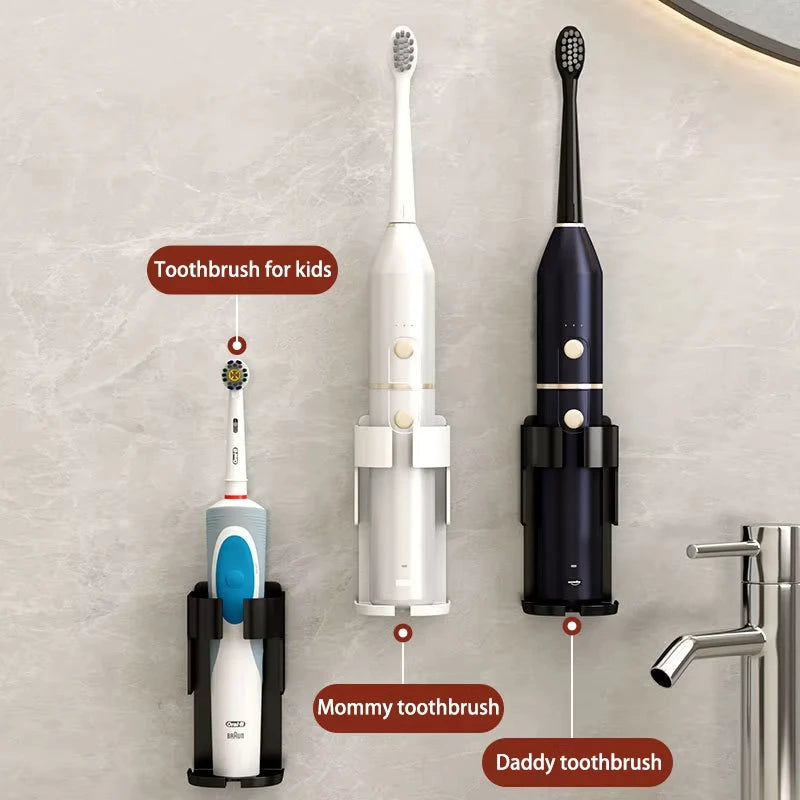 Metal Toothbrush Holder Wall-Mounted Electric Toothbrush Rack Multi-Purpose Bathtub Storage Shelf Hanger