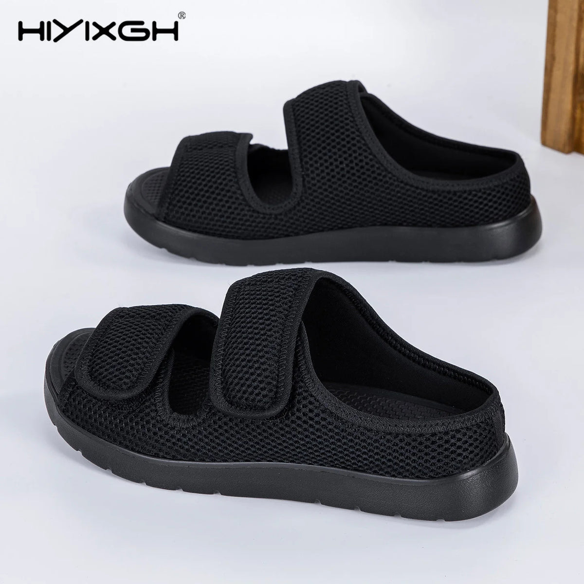 Men's Extra Wide Adjustable Sandals - Breathable Mesh Open-Toe Comfort Slippers