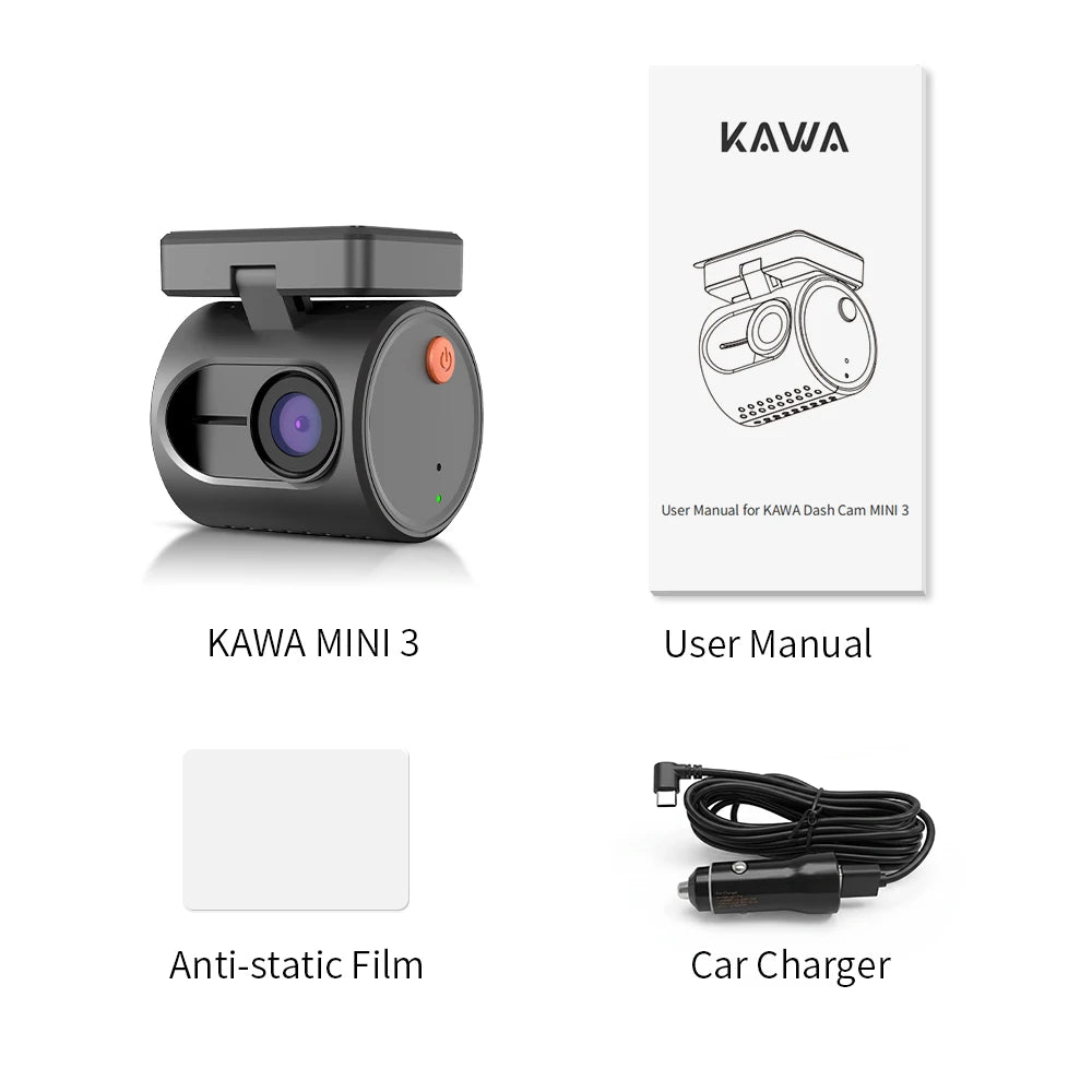 KAWA MINI 3 1296p Mini Dash Cam with Wi-Fi & Supercapacitor