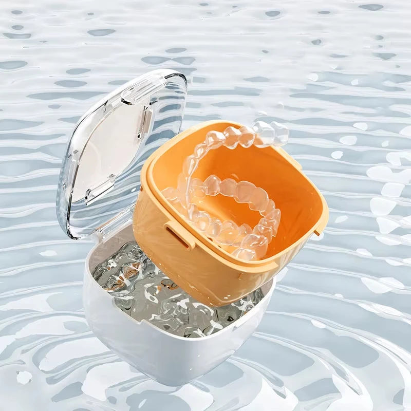 Multi-functional Retainer Case Portable Mouth Guard Box Oral Cleaning False Teeth Denture Storage Box Teeth Aligner Braces Box
