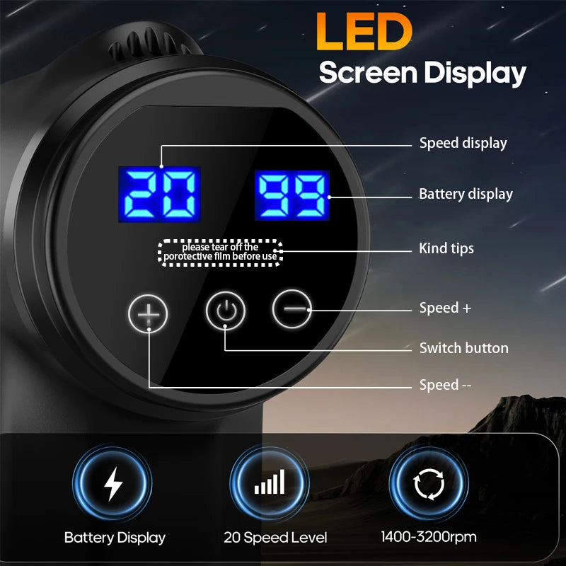 Rechargeable Massage Gun with Heated Head and 7 Attachments