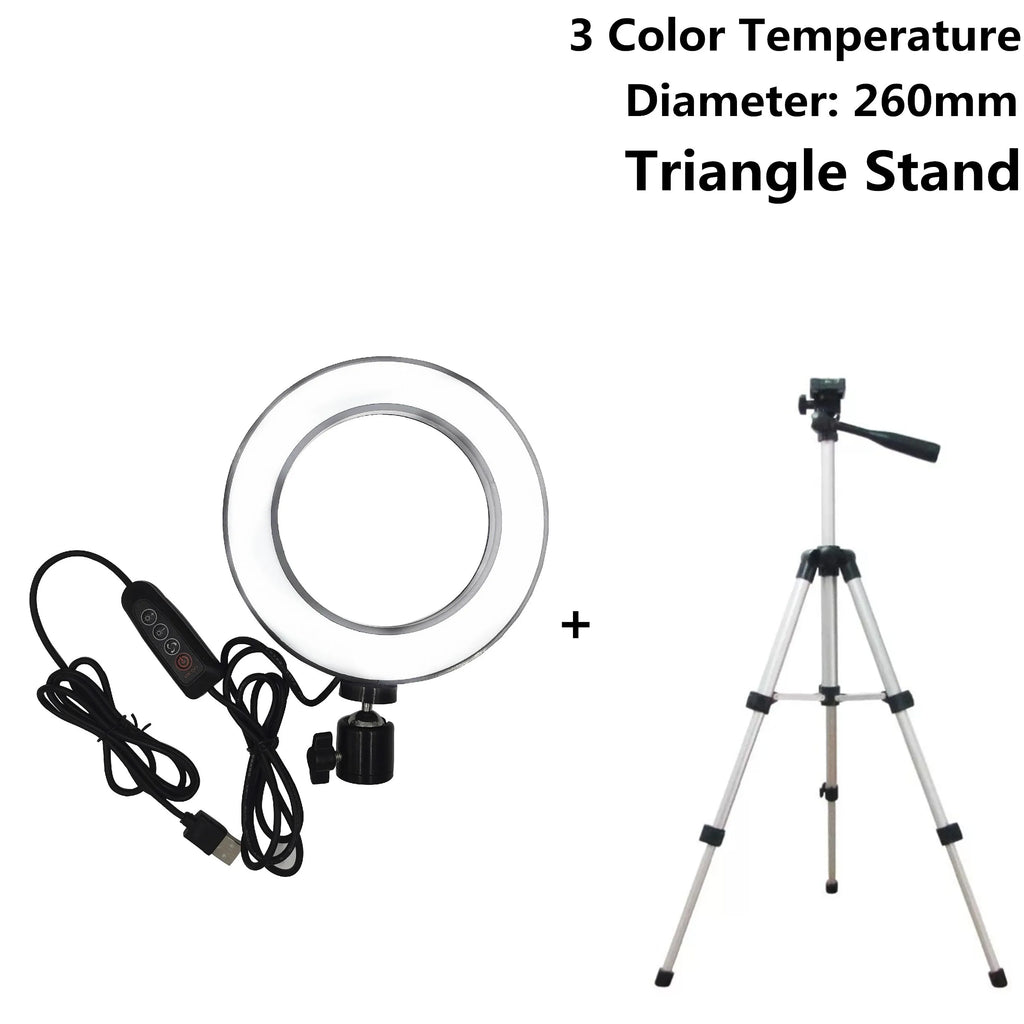 LED Selfie Ring Light with Tripod Stand - 6" / 10" Photo & Video Lighting