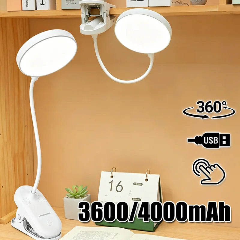 USB Rechargeable Clip-On LED Desk Lamp with 3 Colour Modes