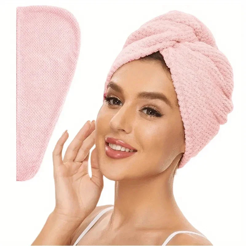 Daily household bath towels, hair drying caps, size 9.8 inches x 25.5 inches, women's adjustable absorbent hair towel
