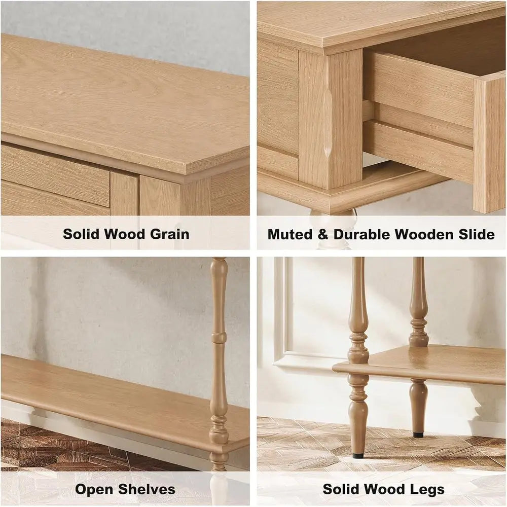 Minimalist Entryway Table with Storage Cabinet and Open Shelf for Hallway or Living Room
