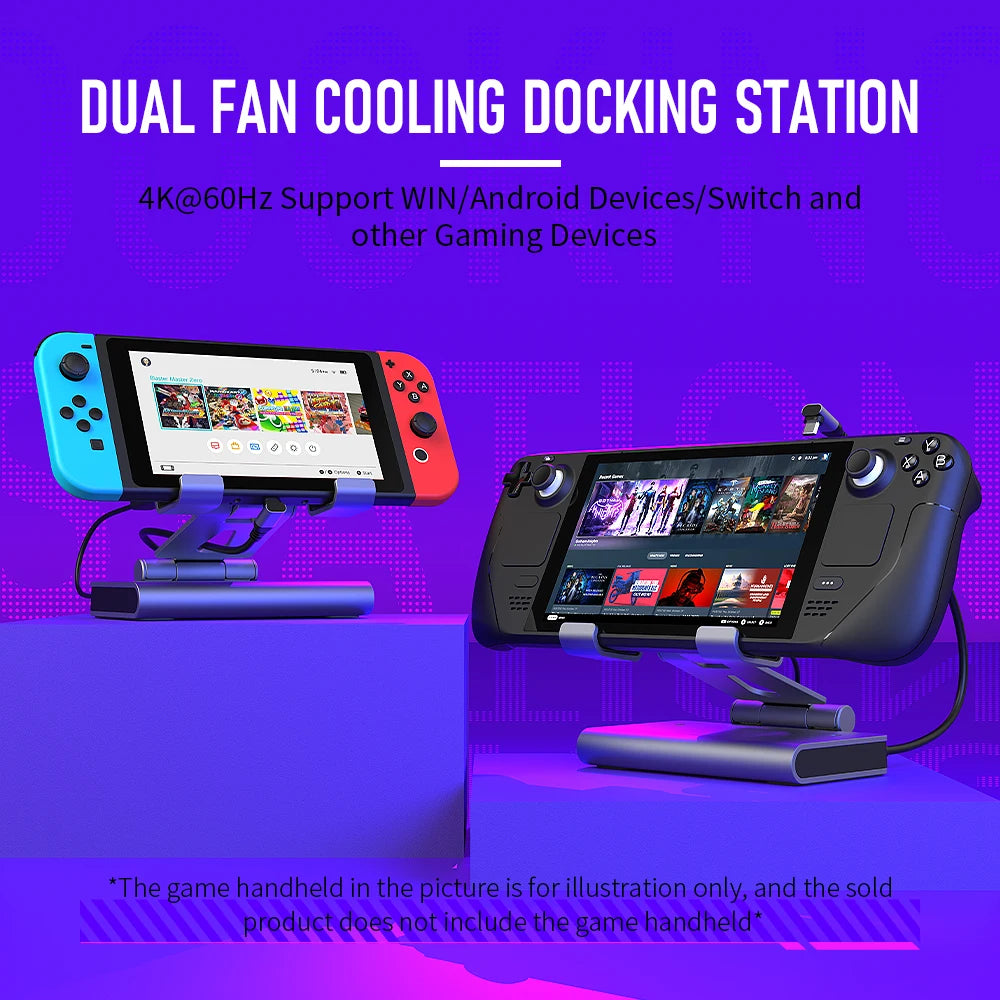 Docking Station For Switch2 6 In 1 Cooling Base 4K144Hz HDMI Dock with Dual Fans TV Mode Adapter Portable Stand&Heat Dissipation