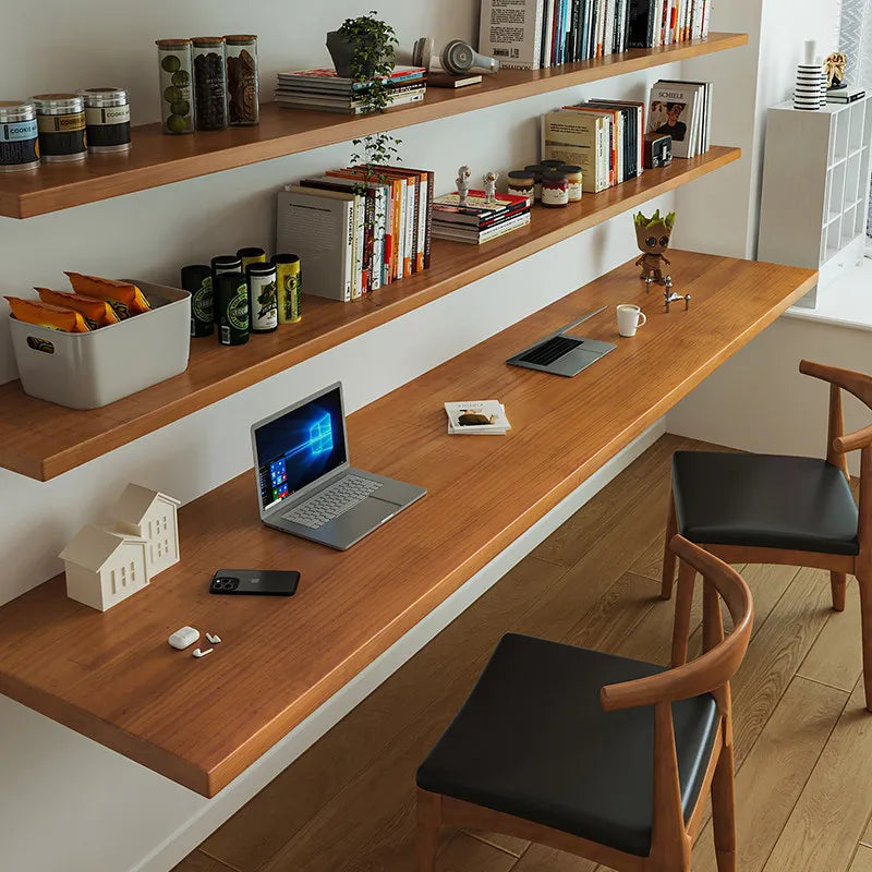 Nordic Solid Wood Desk with Bookshelf Modern Design Floating Wall Mounted Computer Desk Bedroom Study Furniture مكتب عائم FYFD