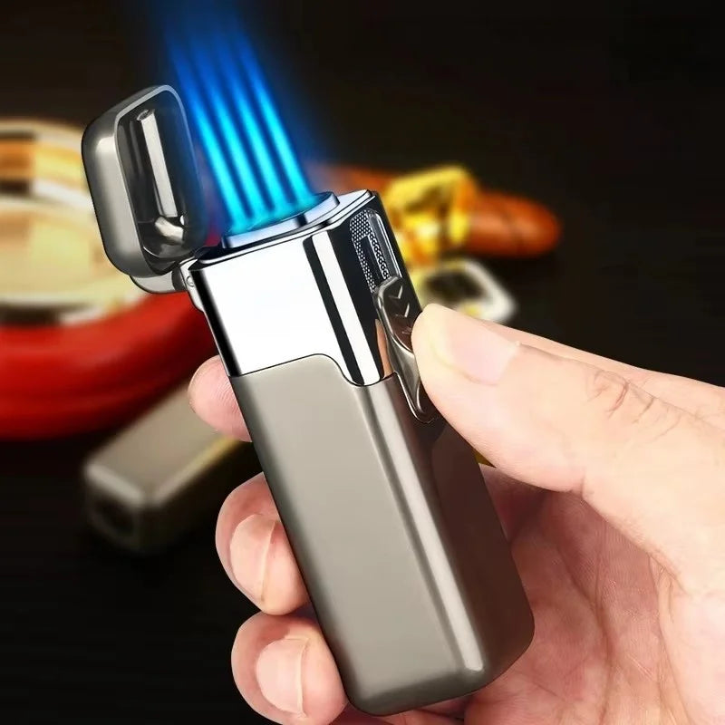 Refillable Quad Jet Butane Lighter – Metal Blue-Flame Design
