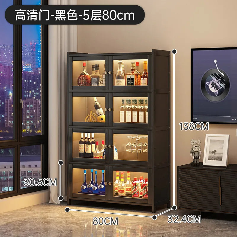 Wine cabinet against the wall Locker Living room Household Baijiu red wine large capacity acrylic transparent storage cabinet
