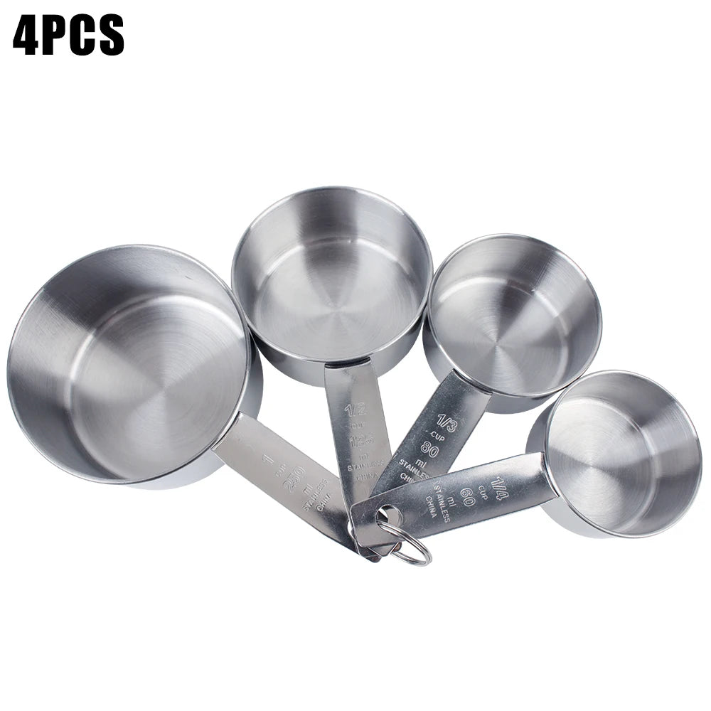Stainless Steel Measuring Cups & Spoons Set – Stackable Baking Tools