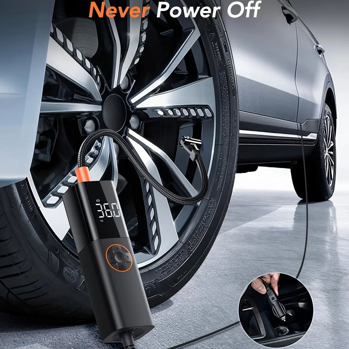 Tire Inflator, 12V Portable Air Compressor for Car Tires