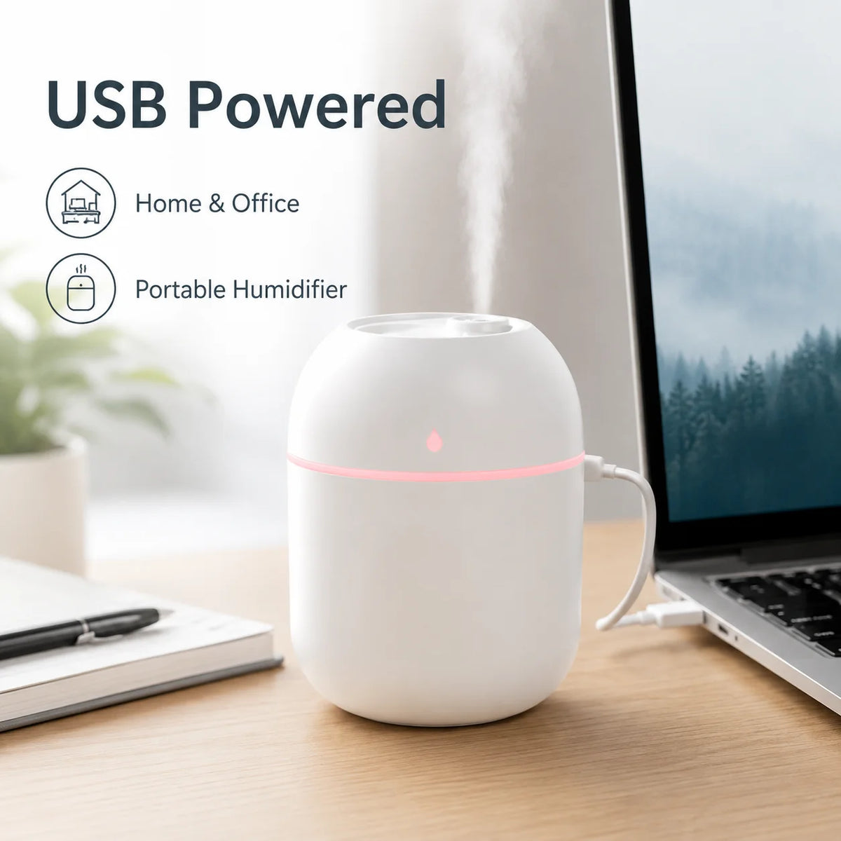 220 ml Mini USB Desktop Humidifier – Egg-Shaped Design