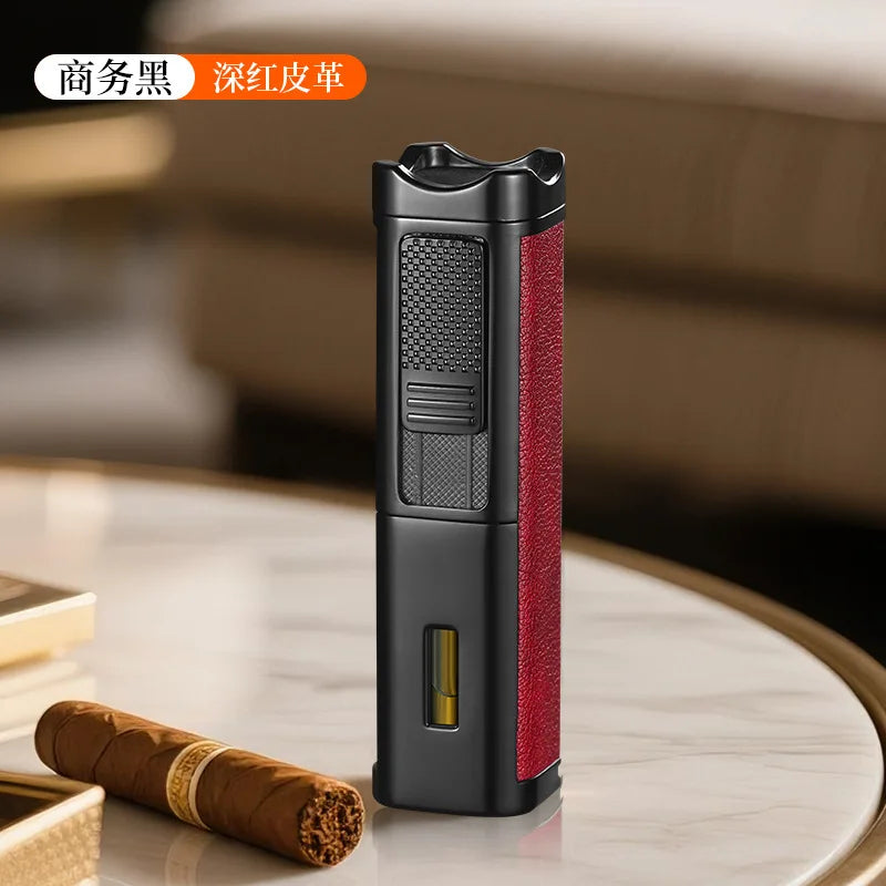 4-in-1 Triple Jet Cigar Lighter with Built-In Accessories