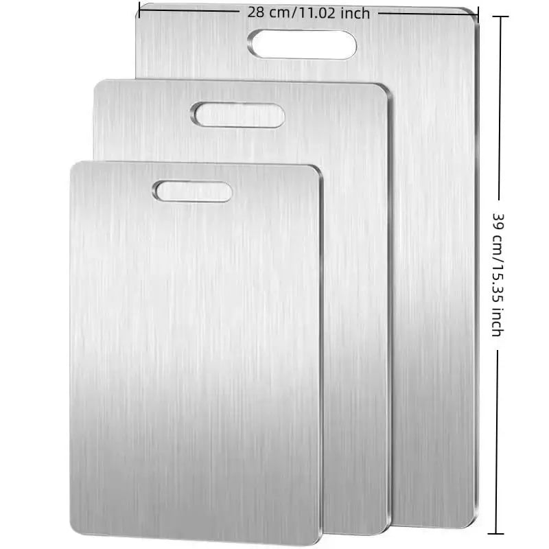 Stainless Steel Chopping Board | Thickened Double-Sided Kitchen Cutting & Dough Kneading Board