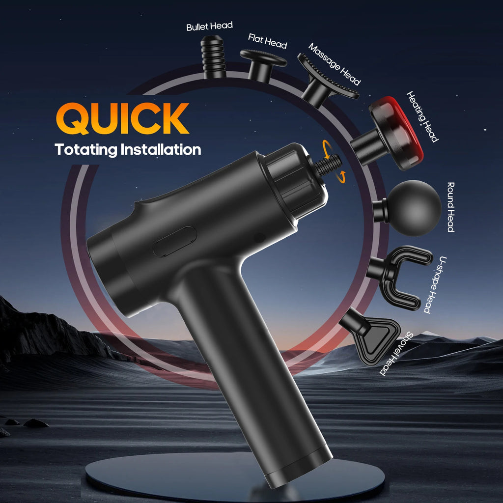 Rechargeable Massage Gun with Heated Head and 7 Attachments