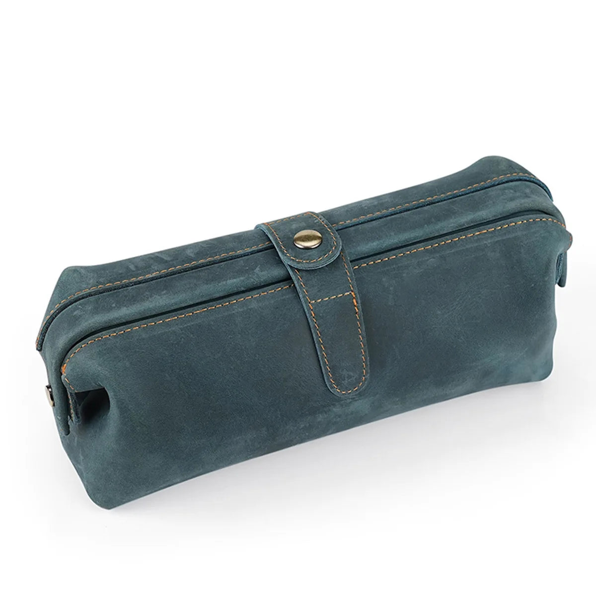 AIGUONIU Crazy Horse Leather Cosmetic Toiletry Bathroom Bag for Traveler Travel Lipstick Make up Bag Full Grain Leather Wash Bag