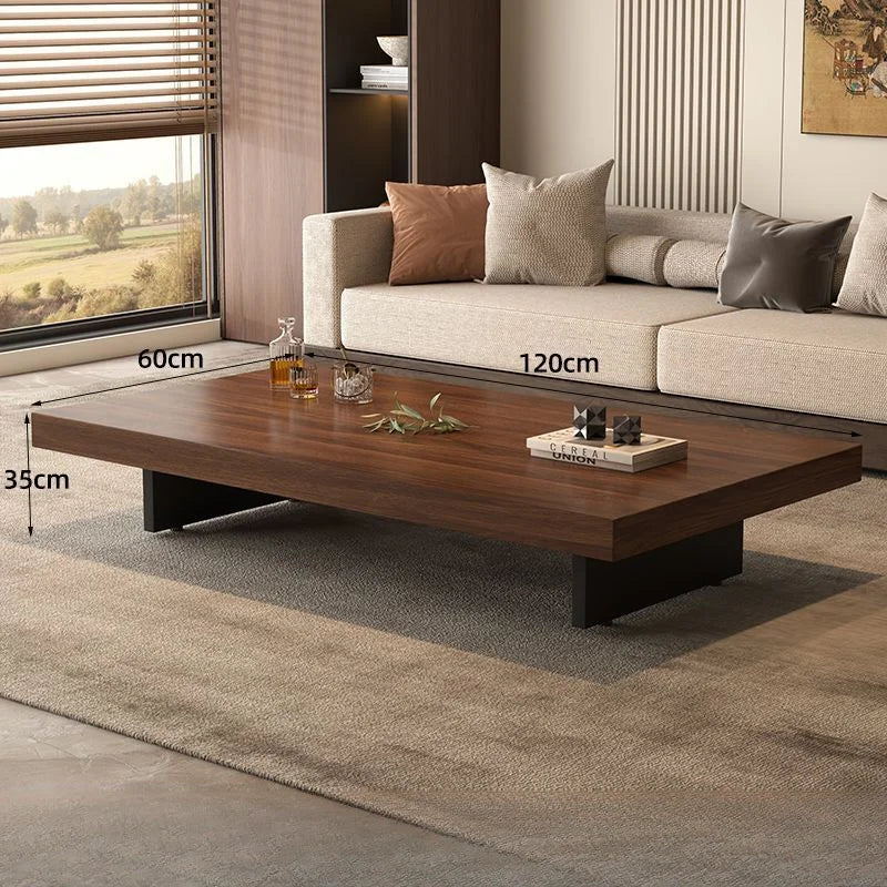 Square Solid Wood Coffee Table with Stainless Steel Feet