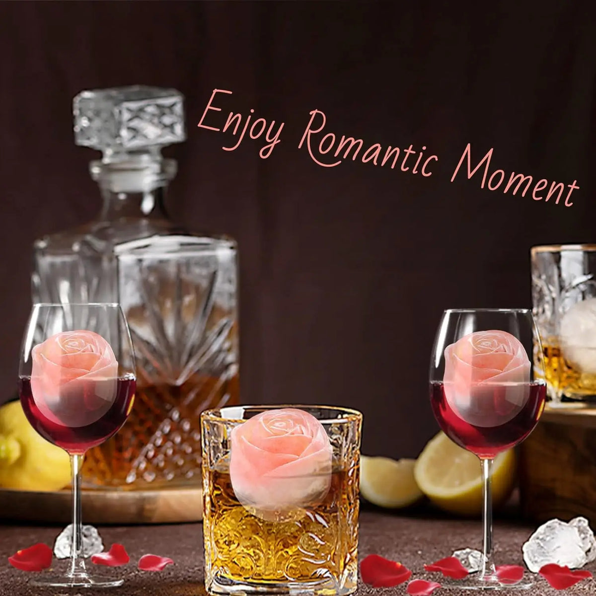3D Rose Silicone Ice Cube Tray – 4-Hole Flower Shape Mould for Drinks & Cocktails