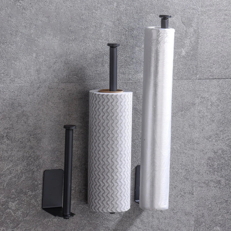 Kitchen Towel Holder & Storage Rack, Black or Silver