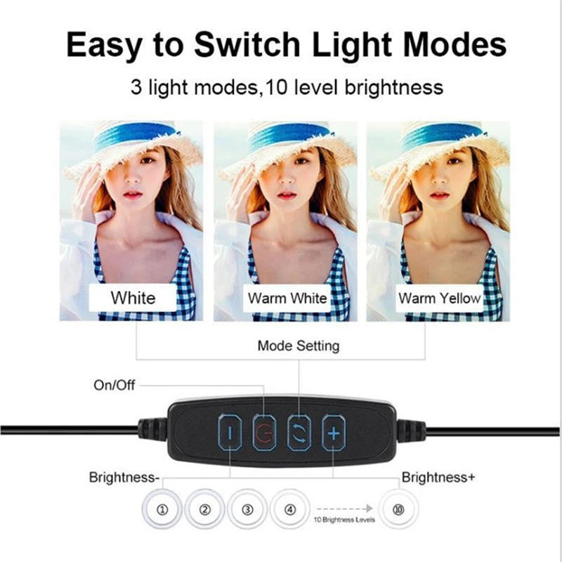 26cm Dimmable LED Ring Light - USB Selfie Lamp for Phone & Live Streaming