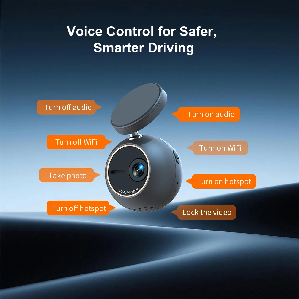 KAWA MINI ORB 2K Dash Cam with Wi-Fi & Voice Control