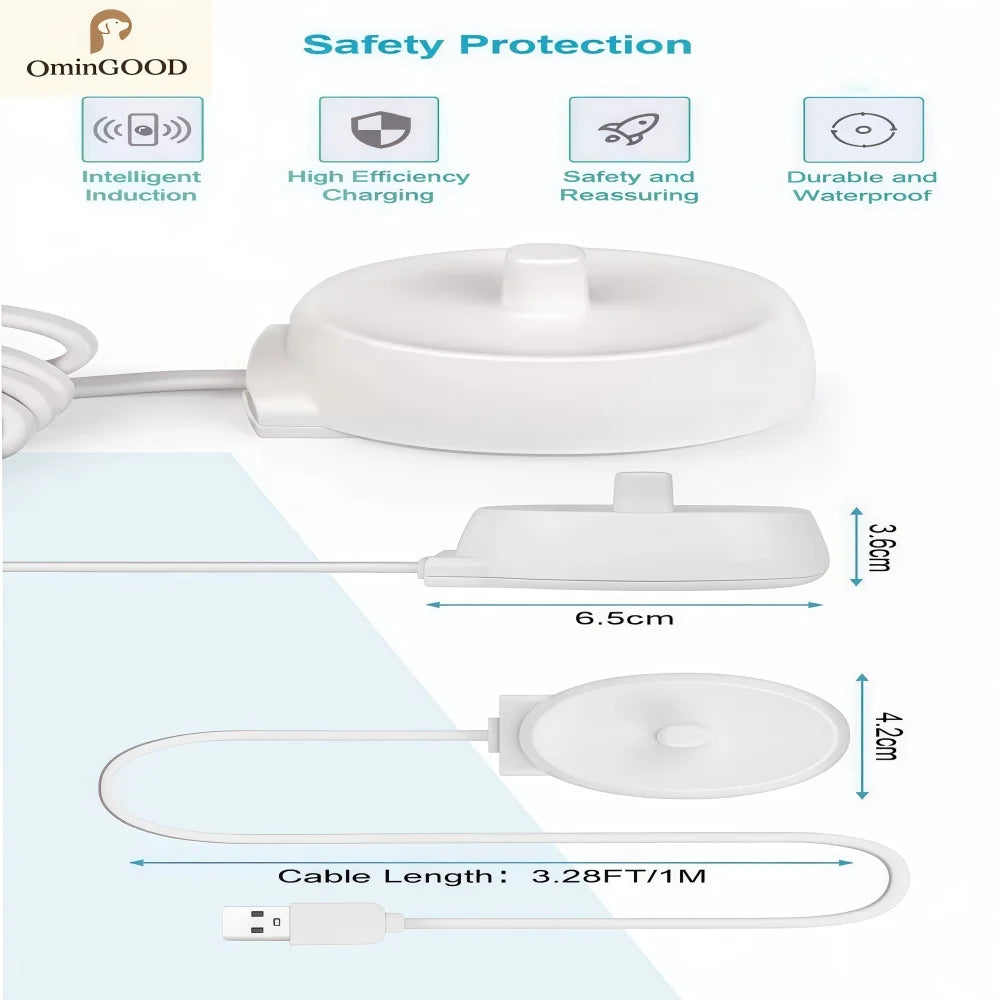 Portable Replacement Charging Base Travel Charger Dock Compatible with Braun Oral-B D12 Pro iO Series Electric Toothbrush