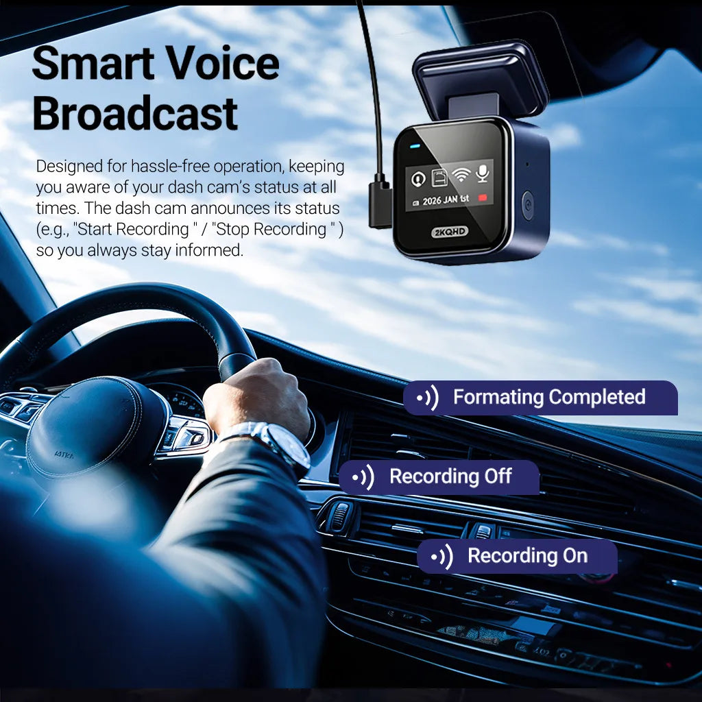 F18 2K Mini Dash Cam with Wi-Fi & Parking Monitor