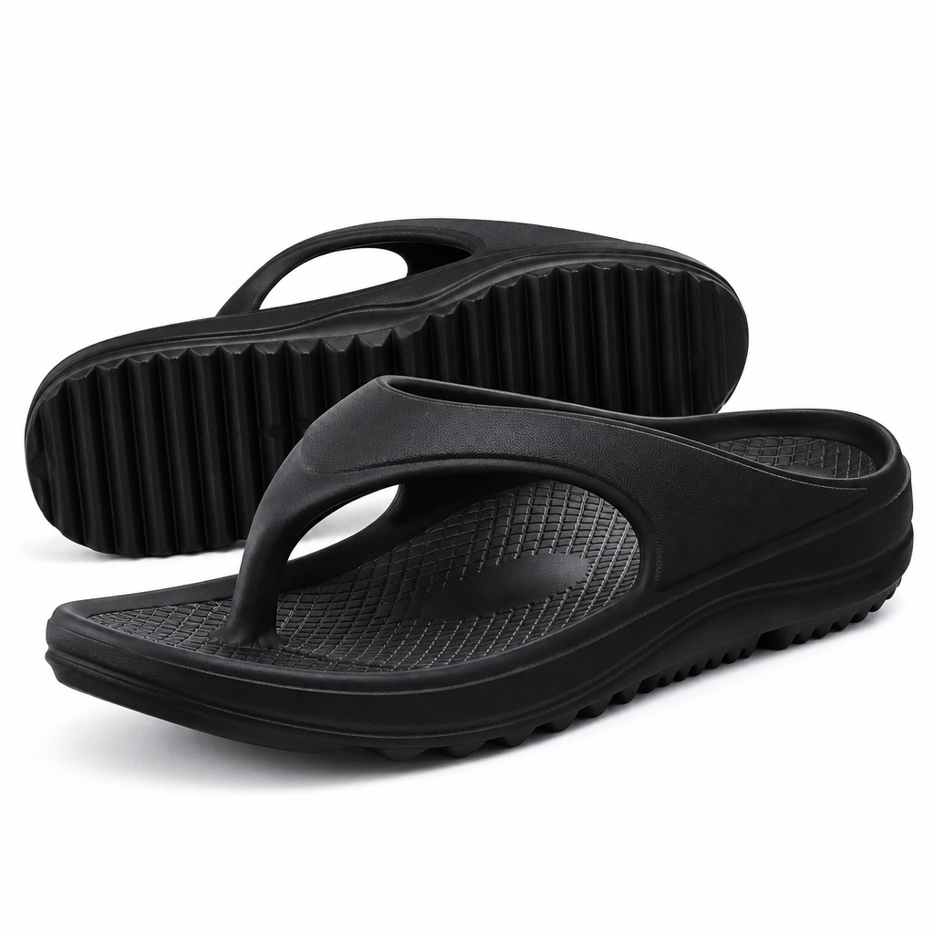 Black EVA flip-flops hero image