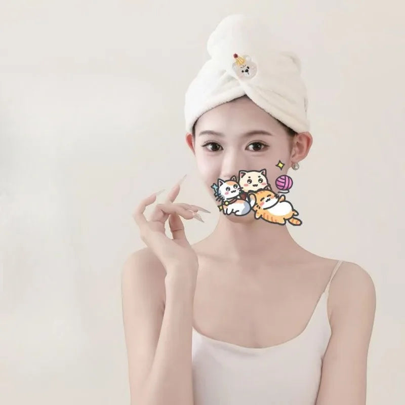 Dry Hair Towel Household Double-layers Waterproof Thick Women's Oilproof Shampoo Bathing Hat Wash Make-up Head Cover Hair Bonnet