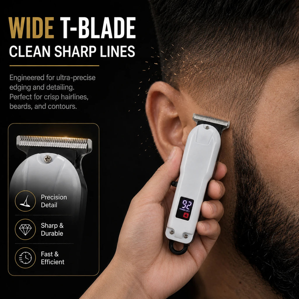 Mini Cordless Hair & Beard Trimmer with T-Shaped Blade